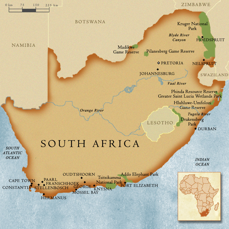 Mapa de Sudáfrica