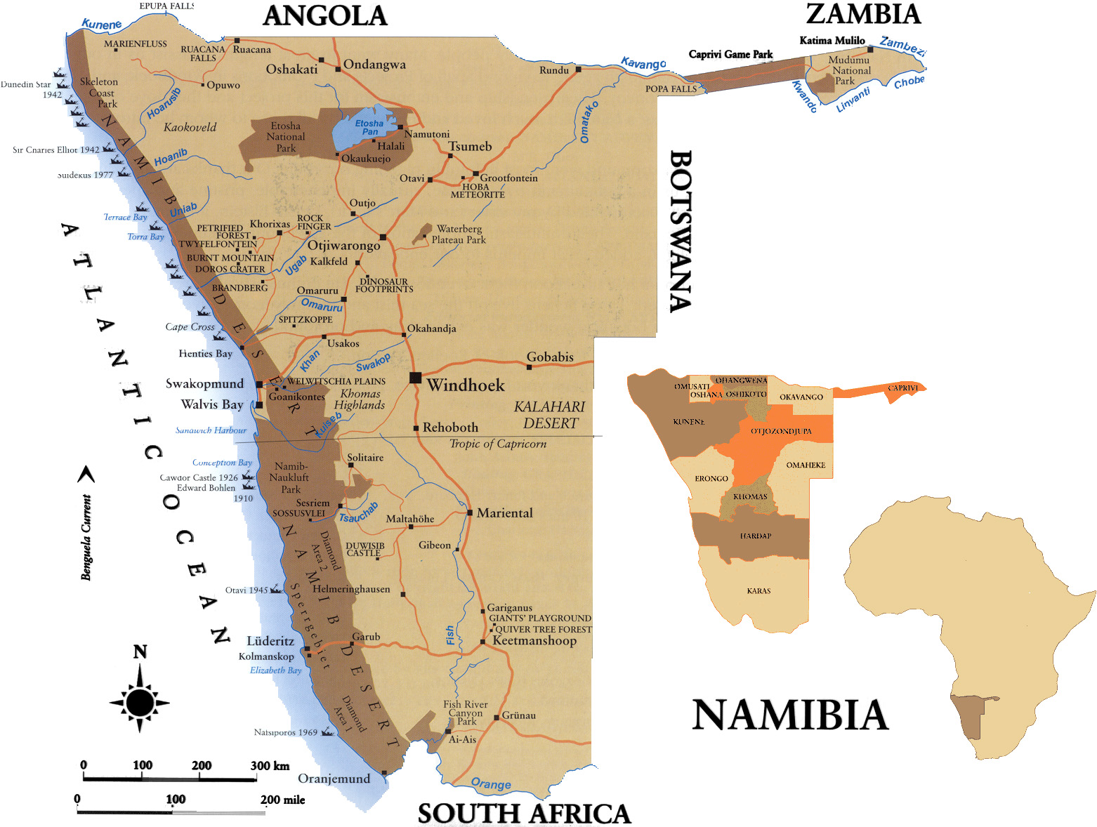 mapa de Namibia